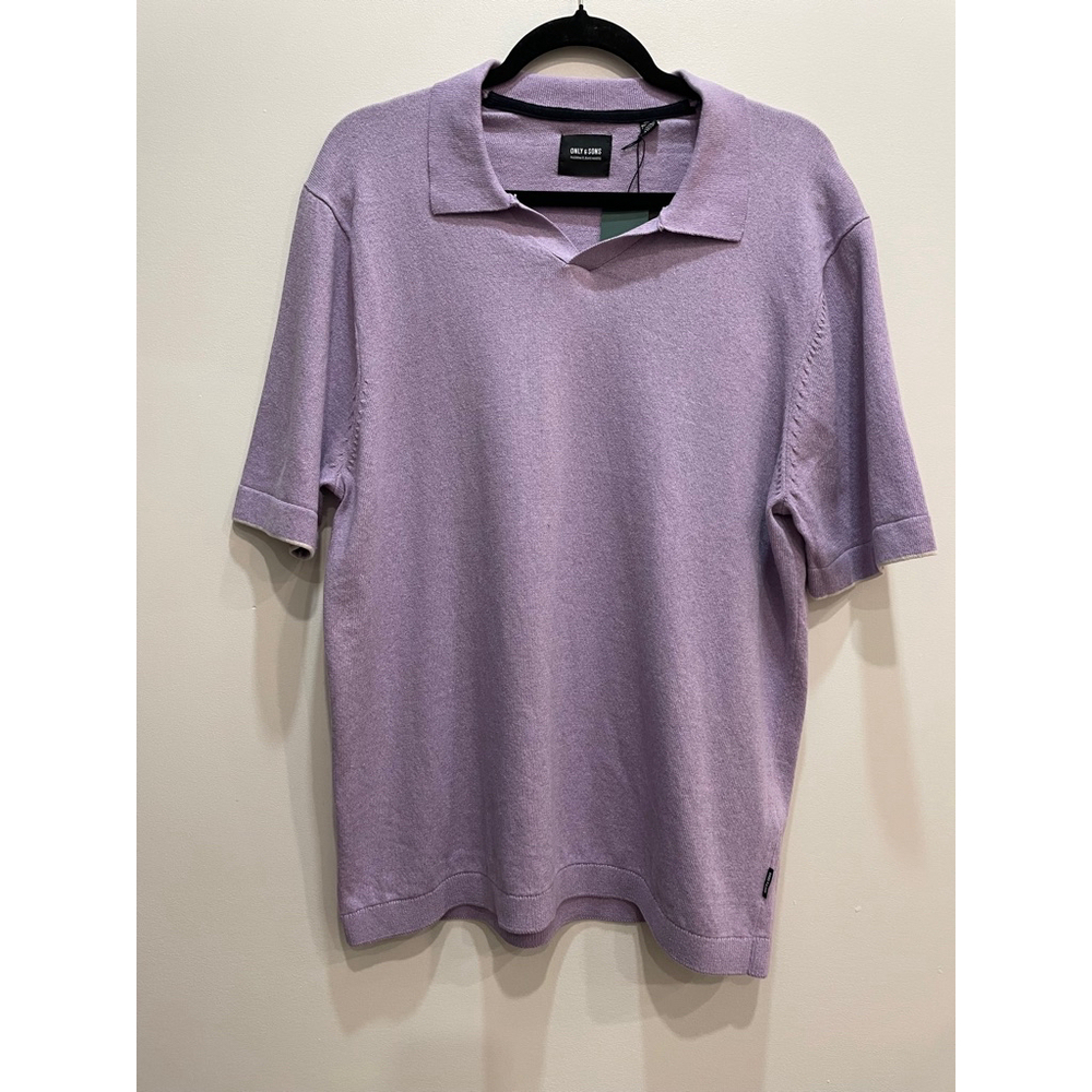 Only & Sons Mens Knit Purple Resort Polo Shirt XL Elevated Basic Smart Casual